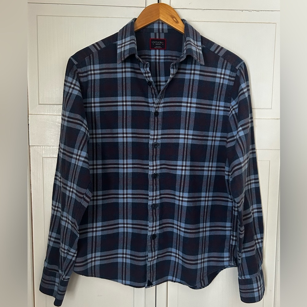 UNTUCKit Men’s Size M Long Sleeve Plaid Flannel Button Down Shirt - Picture 2 of 13